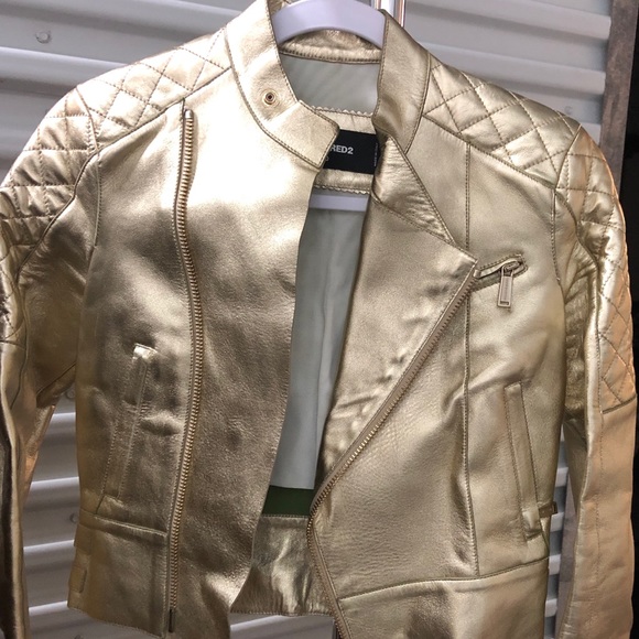 Dsquared2 Gold Leather Jacket - Picture 1 of 2